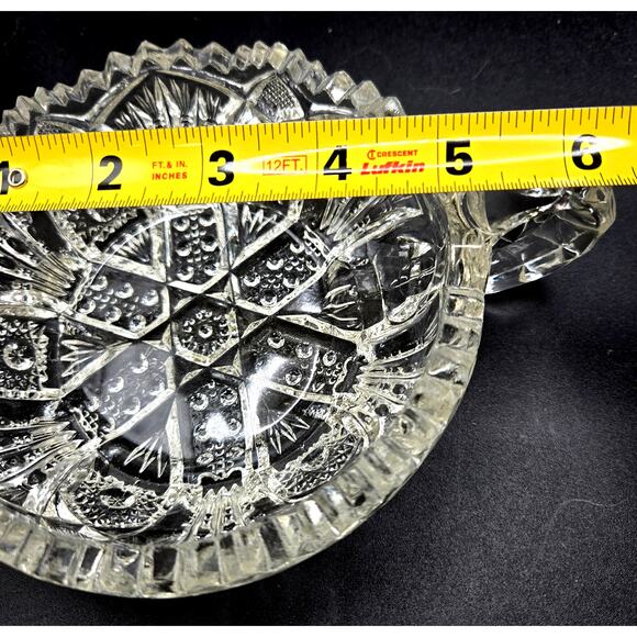 VTG Imperial Glass Nucut Handled Nappy Dish Sawtooth Rim Hobstars Arches - Picture 7 of 7
